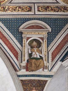 São Gregório o Grande, detalhe dos Doutores da Igreja (fresco de Bernardino di Betto Pinturicchio