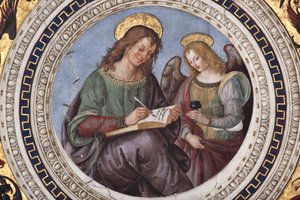 São Mateus, detalhe de Os Quatro Evangelistas (fresco de Bernardino di Betto Pinturicchio
