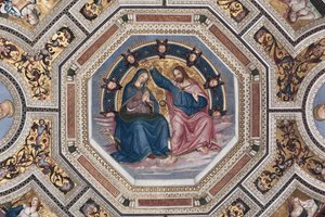 A Coroação da Virgem Voute do Coro por Pinturicchio (Bernardino di Betto) (1454-1513) - 1508-1510 Basílica de Santa Maria del Popolo (Igreja de Santa Maria del Popolo), Roma de Bernardino di Betto Pinturicchio