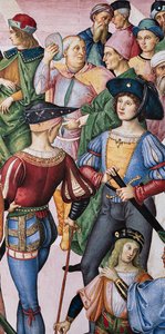 A Biblioteca Piccolomini, parede nordeste: “Aeneas Sylvius é coroado poeta laureado pelo imperador Frrederick III, 27 de julho de Bernardino di Betto Pinturicchio