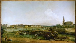 Dresden, Alemanha, vista da margem esquerda do Elba, abaixo das fortificações (óleo sobre tela) de Bernardo Bellotto