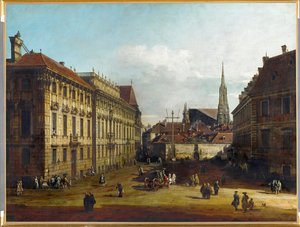 Lobkowitzplatz em Viena, Áustria (óleo sobre tela) de Bernardo Bellotto