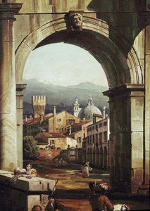 Capricho Romano com Porta e Paredes, detalhe (óleo sobre tela de Bernardo Bellotto