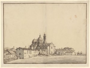 Santa Giustina e o Prato della Valle em Pádua de Bernardo Bellotto