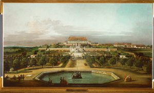 Castelo de Schlosshof visto do jardim (óleo sobre tela) de Bernardo Bellotto