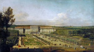 Palácio Schönbrunn visto dos jardins, entre 1758 e 1761
