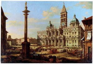 A praça e a igreja de Santa Maria Maggiore em Roma, 1739 de Bernardo Bellotto