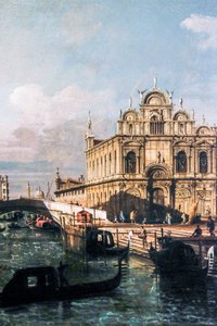 O Rio dei Mendicanti e a Scuola di San Marco (óleo sobre tela) de Bernardo Bellotto