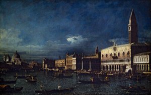 Duas vistas de Veneza, Grande Canal e Molo a Oeste (sobre tela) de Bernardo Bellotto