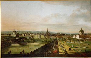 Viena vista do Belvedere ... (óleo sobre tela) de Bernardo Bellotto