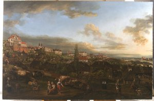 Vista de Varsóvia com o palácio de Ordynacki, 1772 de Bernardo Bellotto