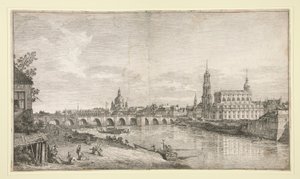 Vista da ponte de Dresden sobre o Elba de Bernardo Bellotto