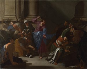 Cristo expulsando os comerciantes do templo, c. 1645 de Bernardo Cavallino