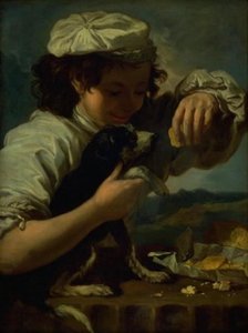 Um menino com um cachorro (Alegoria de "Gosto") de Bernardo Eberhart Keilhau