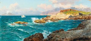 Alemão: Navios à vela ao largo da costa de Capri de Bernardo Hay