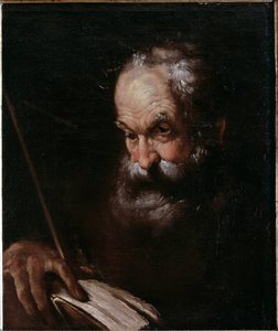 Retrato de um homem velho com um livro (óleo sobre tela de Bernardo Strozzi