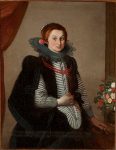 Retrato de jovem senhora com colar de coral (óleo sobre tela) de Bernardo Strozzi