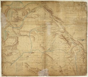 Mapa da maior parte do Novo México e uma parte da Alta Califórnia de Bernardo de Miera y Pacheco