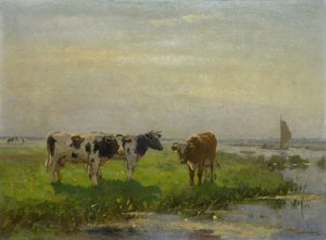 Vacas no Prado de Bernardus Antonie van Beek