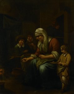 Mulher a fazer panquecas de Bernardus van Schijndel