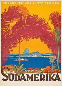 Cartaz anunciando a empresa de navegação alemã &39;Norddeutscher Lloyd&39; de Bernd Steiner