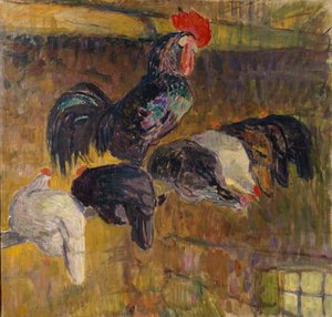 Manhã no galinheiro (óleo sobre tela)