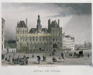 O Hotel de ville, Paris, 1832 (gravura a cores)