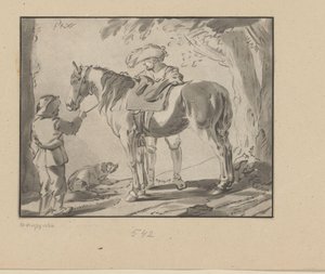 Dois homens junto a um cavalo de Bernhard Schreuder