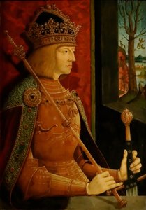 Imperador Maximiliano I 1459-1519, com coroa, cetro e espada, c. 1500