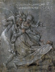 Par de amantes com o Diabo e Cupido de Bernhard Strigel