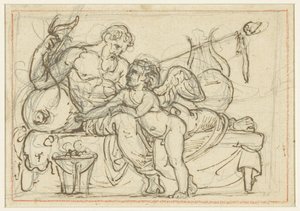 Projeto para um relevo representando Amor e uma figura reclinada de Anacreon de Bertel Thorvaldsen