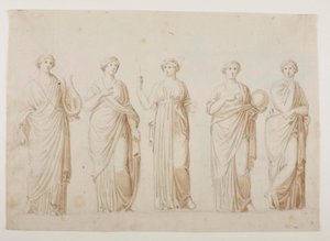 As musas Terpsícore, Erato, Clio, Urânia e Polímnia de Bertel Thorvaldsen