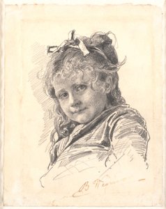 Retrato de uma menina com cabelo comprido e faixa de cabelo