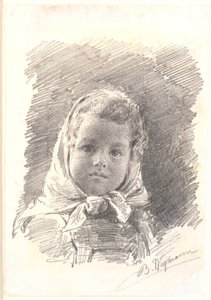 Retrato de uma menina com um lenço na cabeça