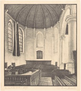 O Waalsche Kerk em Delft (título original no objeto) de Bertha van Hasselt (signed by artist)