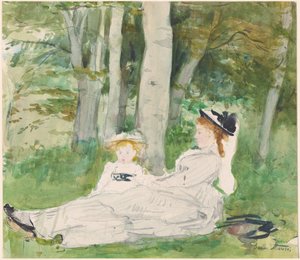 Na Beira da Floresta (Edma e Jeanne) de Berthe Morisot