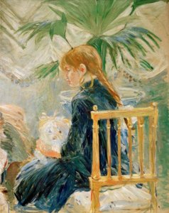 Menina com cachorro (segundo fragmento) de Berthe Morisot