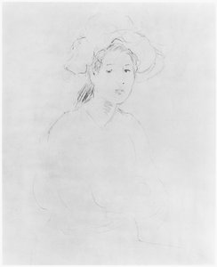 Cabeça de uma mulher (Verso) (ver 383972 Recto) 1893 de Berthe Morisot