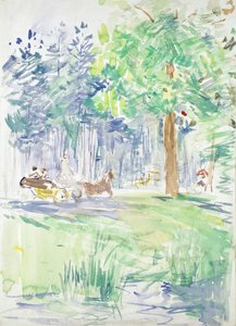 Cavalo e carruagem em uma estrada da floresta, depois de 1883 de Berthe Morisot