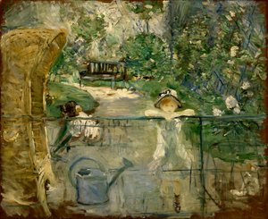 Meninas no jardim ou, a cadeira da cesta, 1885 de Berthe Morisot
