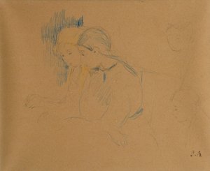 Retrato de meninas (giz de cera e lápis de cor) de Berthe Morisot