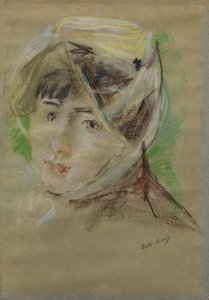 Retrato de uma Rapariga com um Véu (Jeanne Pontillon) de Berthe Morisot