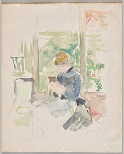 Costura junto à janela de Berthe Morisot