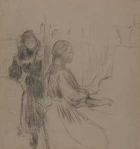Estudo para La Musique, 1893 (carvão sobre papel avergoado) de Berthe Morisot
