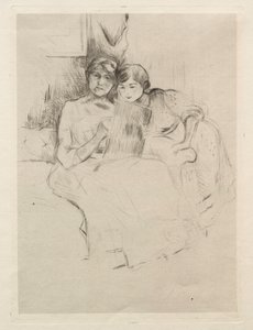 A lição de desenho (Berthe Morisot desenhando com sua filha) de Berthe Morisot
