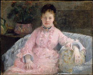 O vestido rosa (Albertie-Marguerite Carré, mais tarde Madame Ferdinand-Henri Himmes, 1854-1935) de Berthe Morisot