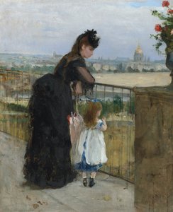 Mulher e criança na varanda de Berthe Morisot