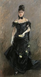 Mulher de preto ou antes do teatro, 1875 de Berthe Morisot