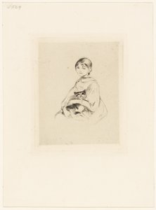 Jovem rapariga com um gato de Berthe Morisot