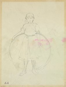 Rapariga com um aro, 1888 (grafite sobre papel) de Berthe Morisot